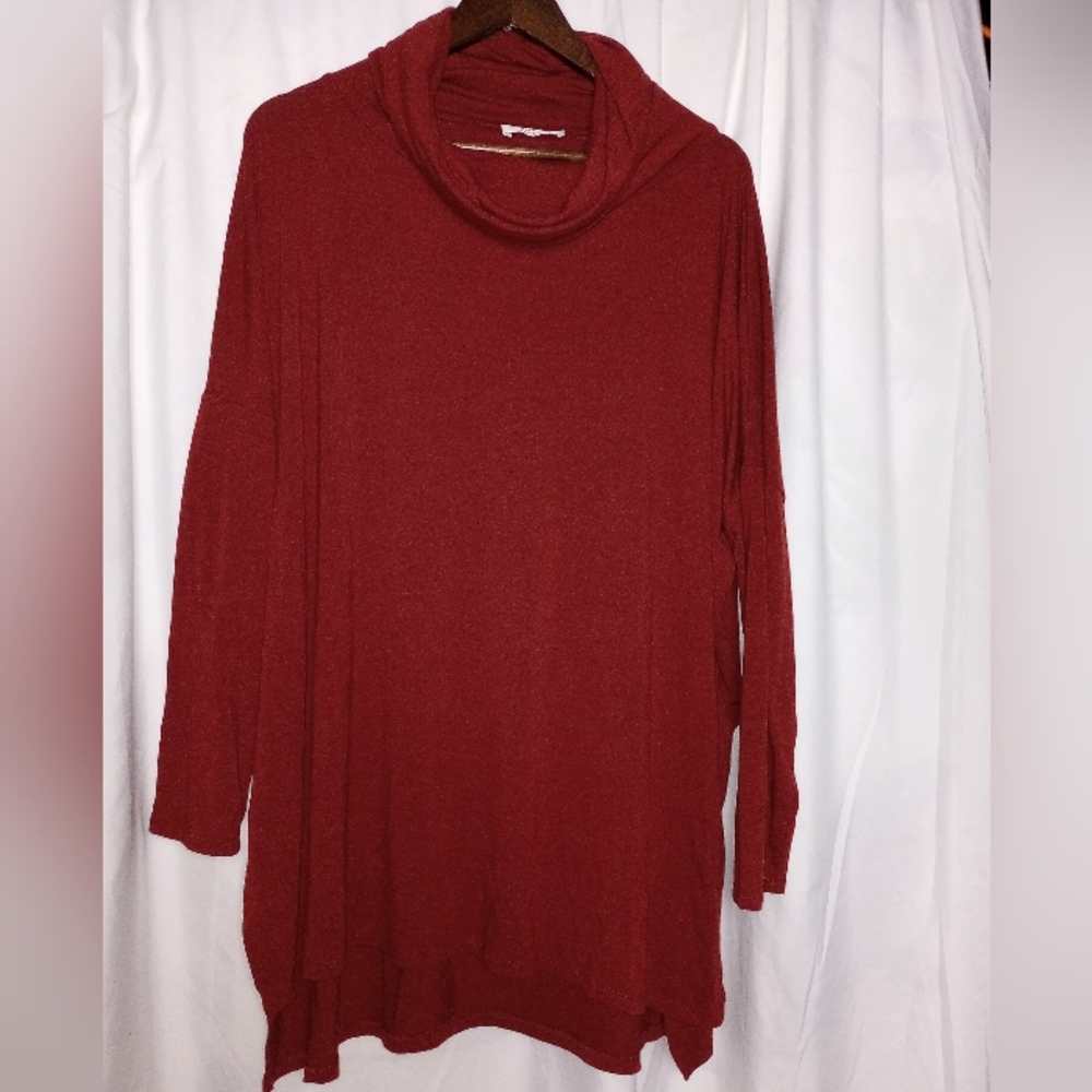 Zenana Outfitters Rust Cowl Neck Tunic Oversized Soft Shirt 1X Autumn Fall